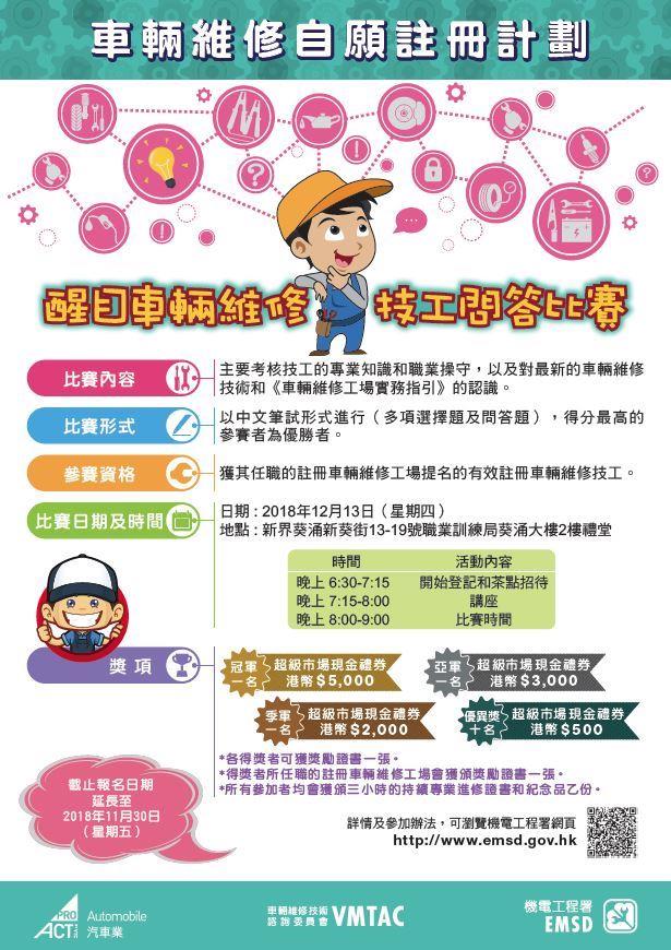 「車輛維修自願註冊計劃」醒目車輛維修技工問答比賽